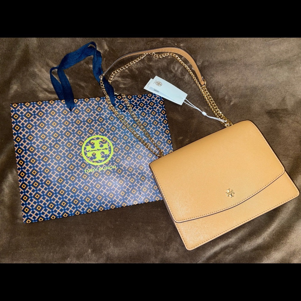 Tan Tory Burch shoulder or crossbody bag